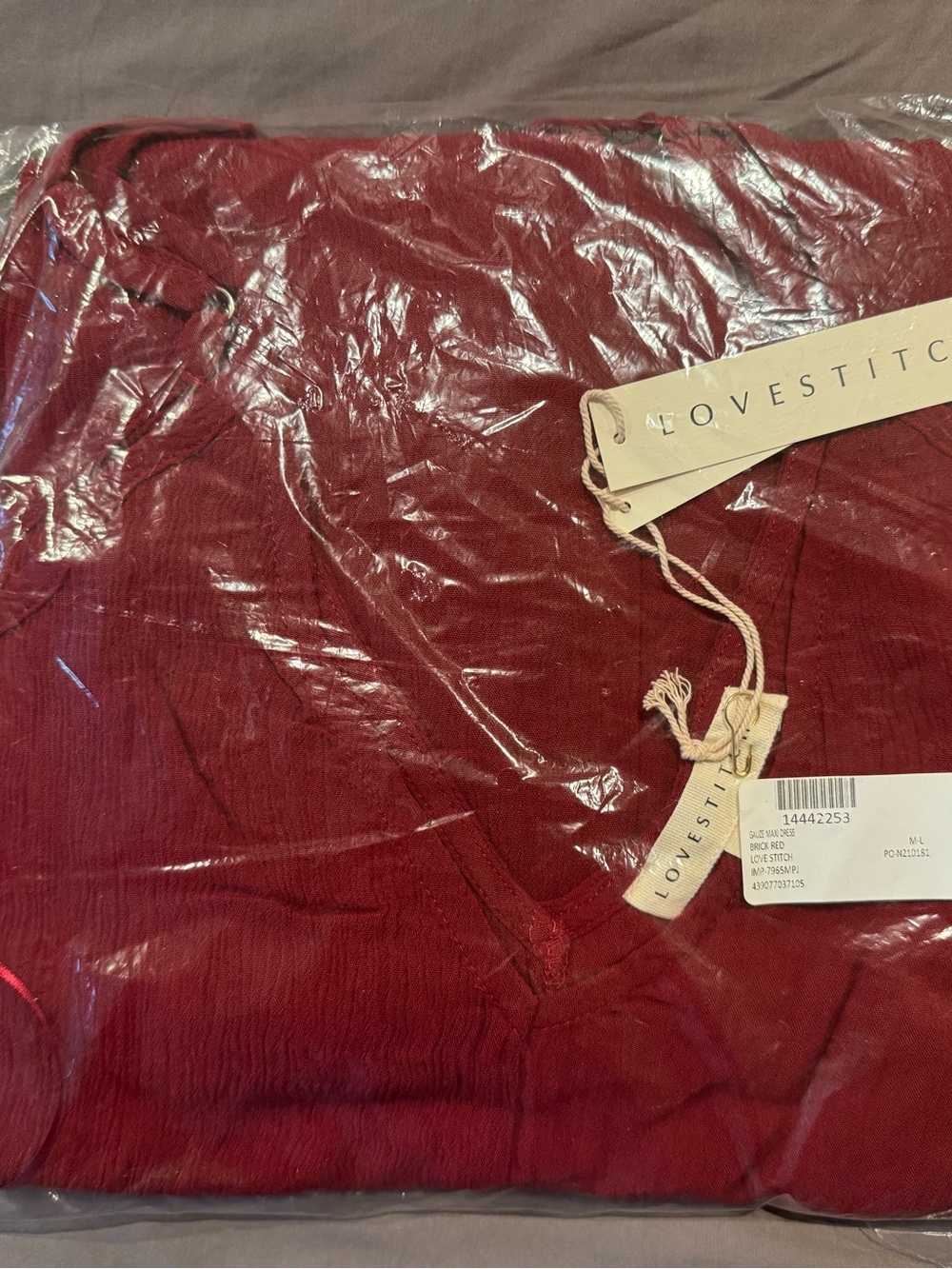 NWT Lovestitch Gauze Maxi Dress Cover-Up in Brick Red color size M/L - Picture 3 of 4